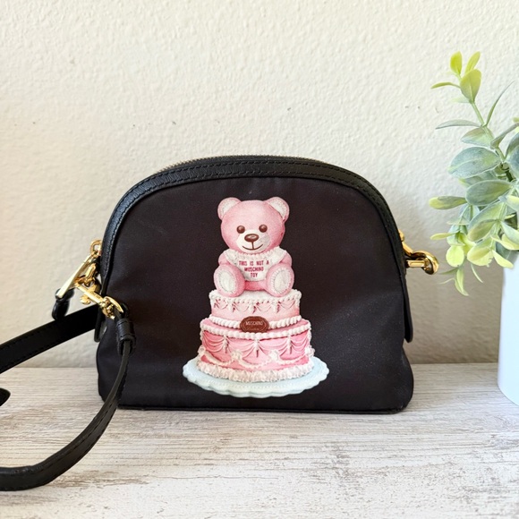 Moschino Teddy Bear black nylon mini crossbody bag. - Picture 1 of 15